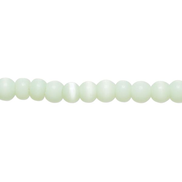 Bead, cat's eye glass (fiber optic glass), mint green, 4-6mm irregular round. Sold per 14-inch strand, approximately 90 beads. image number 0