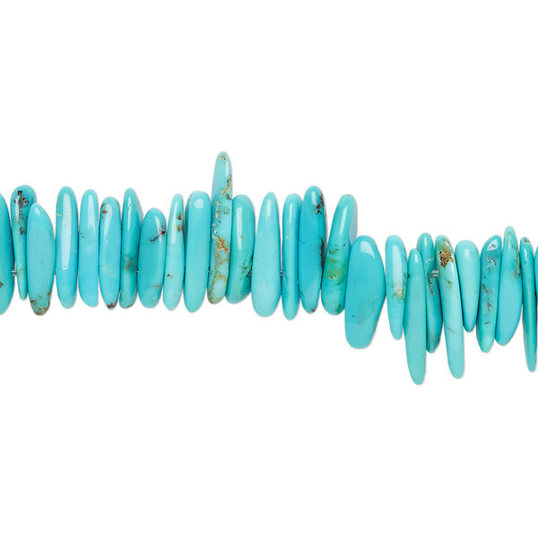 Bead, Kingman turquoise (stabilized), blue-green, large chip, Mohs hardness 5 to 6. Sold per 15-inch strand. image number 0