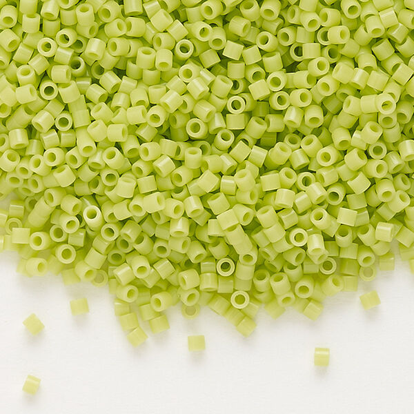 Seed bead, Delica®, glass, pkg/7.5g, #15 round, opaque chartreuse (DBS-0733). image number 0