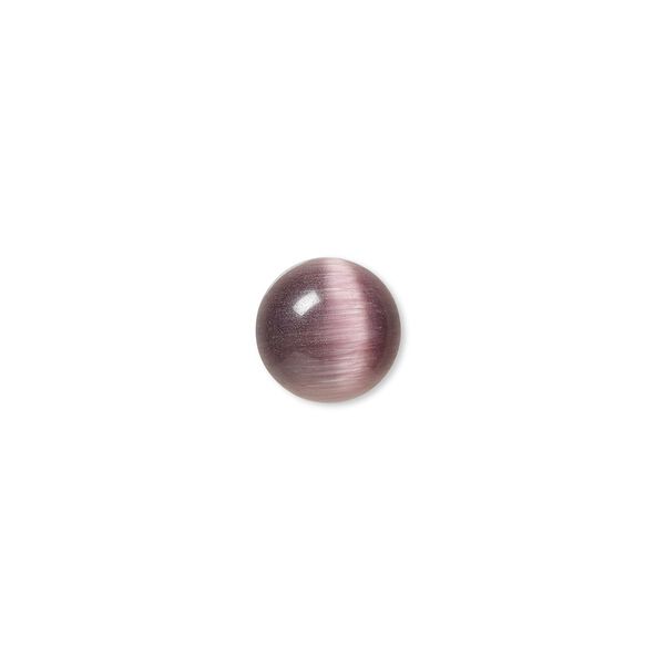 Cabochon, cat's eye glass (fiber optic glass), purple, 10mm calibrated round, quality grade. Sold per pkg of 10. image number 0