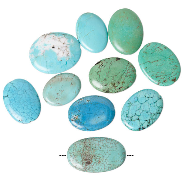 Magnesite 1pkg10, puffed oval bead mix 34x25mm-50x35mm image number 0