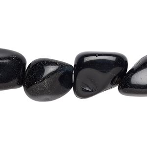 Black agate 1pkg1, tumbled nugget bead 28-30 inch medium