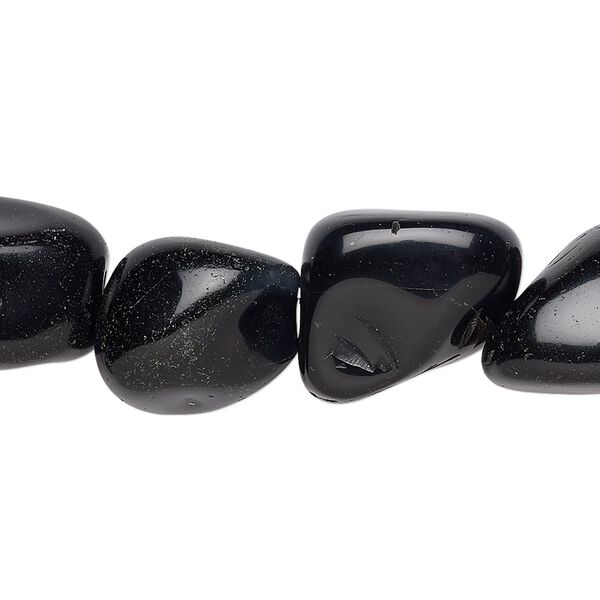 Black agate 1pkg1, tumbled nugget bead 28-30 inch medium image number 0