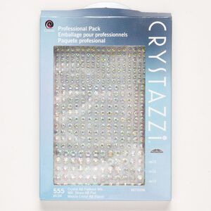 Crystal rhinestone 1pkg555, round flat back clear AB foil, 2.70-4.80mm SS10 / SS16 / SS20