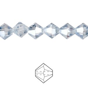 Bead 72pk translucent crystal silver night, Celestial Crystal® 8mm bicone