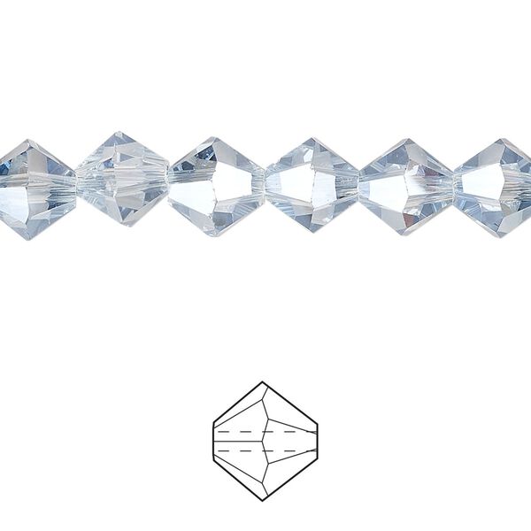 Bead 72pk translucent crystal silver night, Celestial Crystal® 8mm bicone image number 0