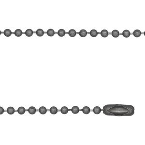 Chain, gunmetal-finished steel, 2.4mm ball, 27 inches with 2 connectors. Sold individually.