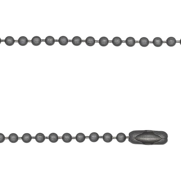 Chain, gunmetal-finished steel, 2.4mm ball, 27 inches with 2 connectors. Sold individually. image number 0
