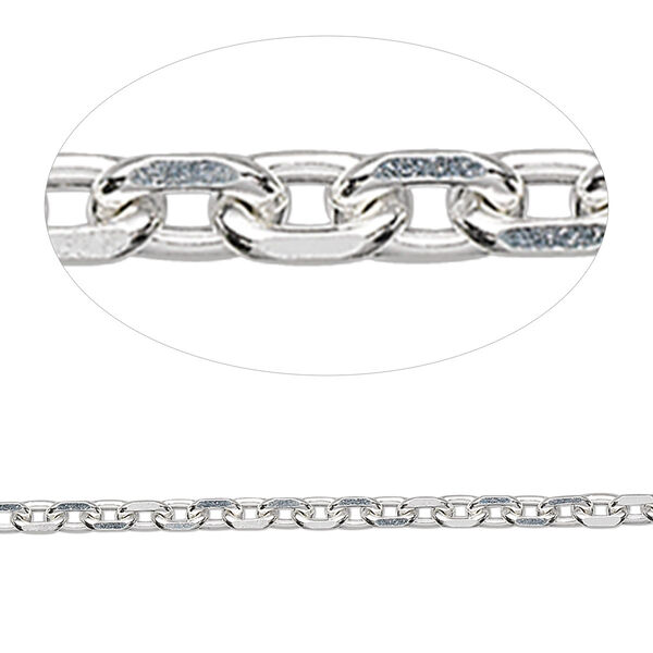 Chain, sterling silver, 2.5mm cable. Sold per 5-foot spool. image number 0