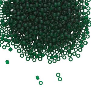 Seed bead, TOHO BEADS®, glass, pkg/250g, #11 round, translucent frosted green emerald (TR-11-939F).