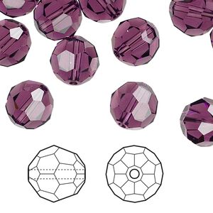Bead 144pk amethyst, Swarovski® 10mm round 5000