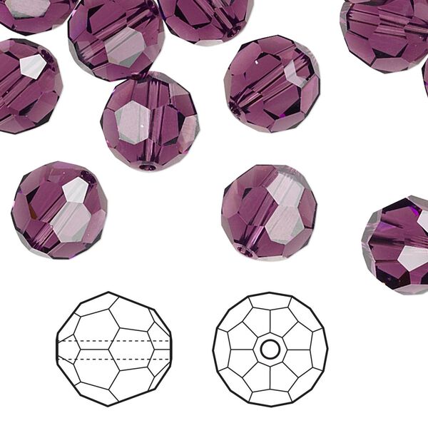 Bead 144pk amethyst, Swarovski® 10mm round 5000 image number 0