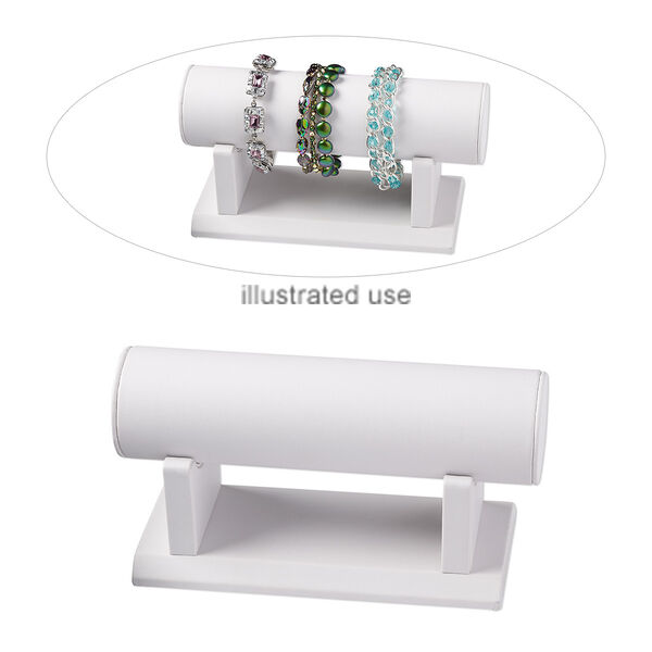 Display, bracelet, leatherette, white, 7-1/2 x 3 x 4 inches overall. Sold individually. image number 0