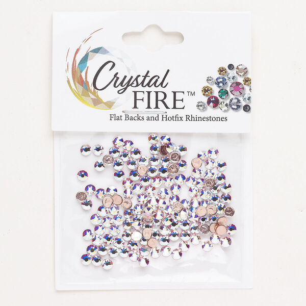 Flat back 144pk crystal AB foil back, Crystal Fire® 3.00-3.12mm hotfix round SS12 image number 0