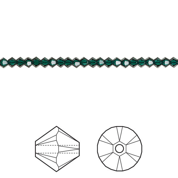 Bead 48pk emerald, Crystal Passions® 2.5mm bicone 5328 image number 0