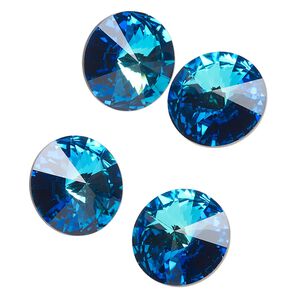 Chaton 4pk crystal Bermuda blue, Crystal Passions® 16mm rivoli 1122