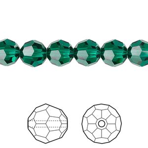 Bead 12pk emerald, Crystal Passions® 8mm round 5000