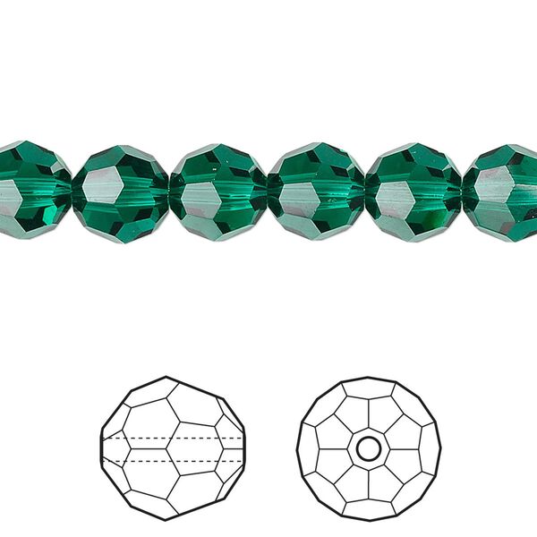 Bead 12pk emerald, Crystal Passions® 8mm round 5000 image number 0