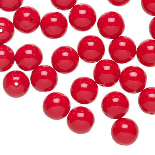 Czech glass 1pkg40, round druk bead red 10mm image number 0