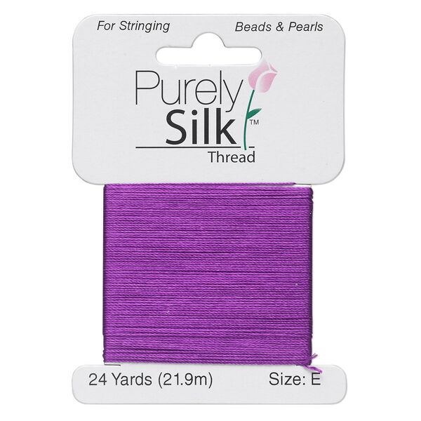 Thread, Purely Silk™, 3-ply, plum, size E. Sold per 24-yard card. image number 0