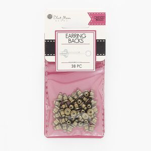 Earnut 1pkg38, 6x5mm barrel, antiqued brass-finished steel 19 pair