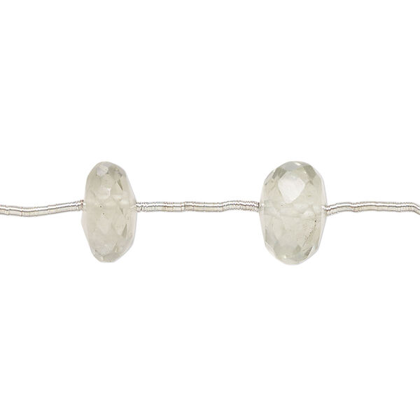 Green quartz 1pkg10, hand-cut faceted rondelle bead 9x4mm-14x8mm image number 0