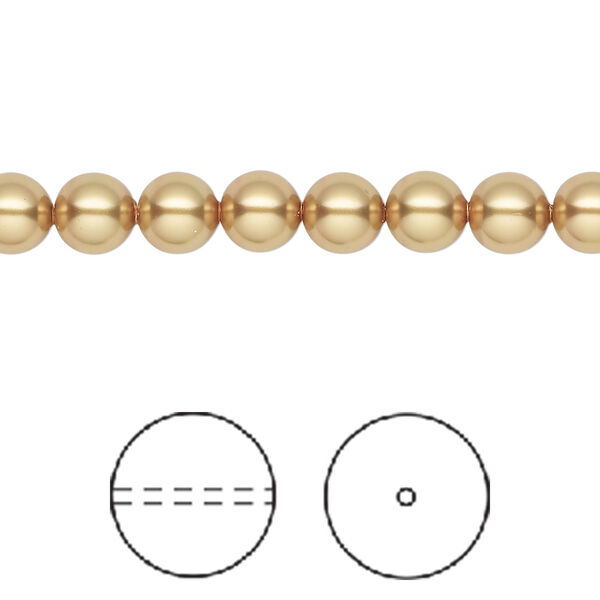 Pearl 1pkg50 royal gold, Crystal Passions® 6mm round 5810 image number 0