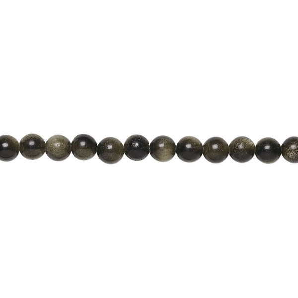 Bead, golden sheen obsidian (natural), 4mm round, A grade, Mohs hardness 5 to 5-1/2. Sold per 15-1/2" to 16" strand. image number 0