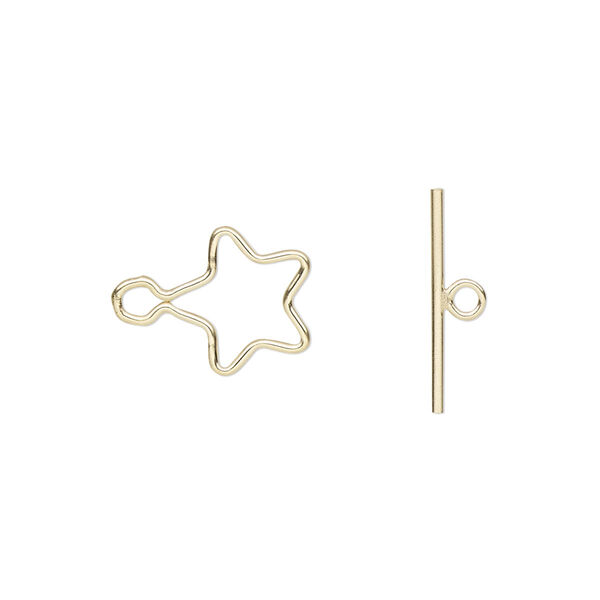 Clasp, toggle, 14Kt gold-filled, 11mm star. Sold individually. image number 0