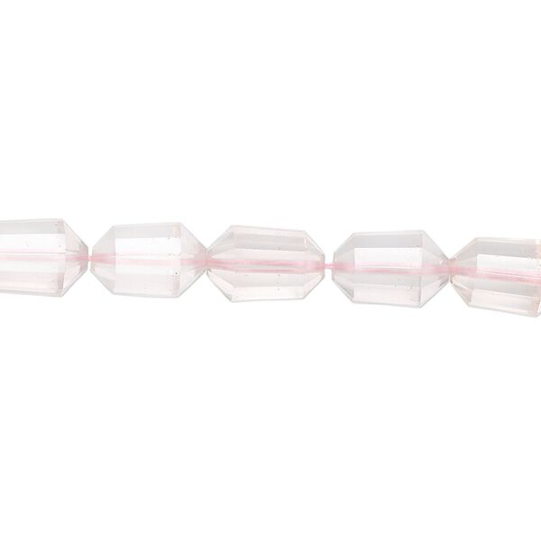 Rose quartz 1pkg5, hand-cut faceted capsule bead natural 9x6mm image number 0