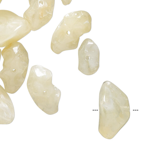 Bead, vintage German acrylic, pale yellow, small to extra-large textured chip. Sold per 1-ounce pkg, approximately 45-55 beads. image number 0