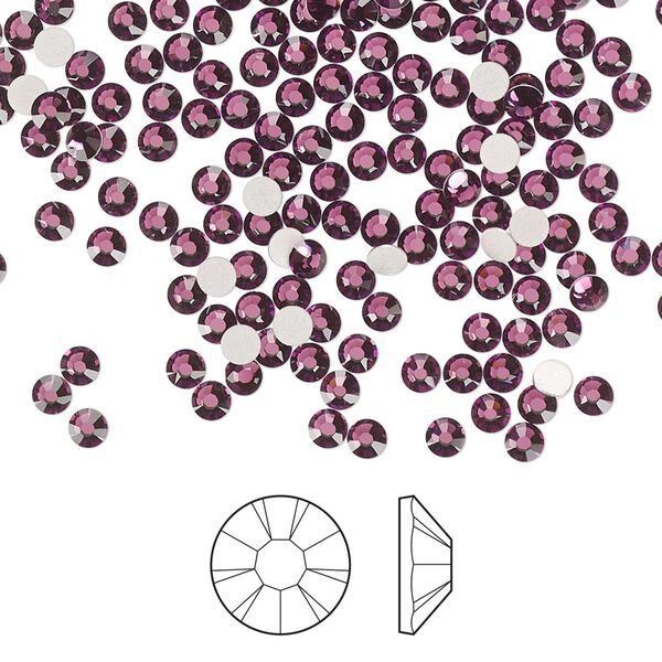 Flat back 144pk amethyst foil back, Preciosa MAXIMA Czech crystal rhinestone 2.5-2.7mm chaton rose round SS9 image number 0