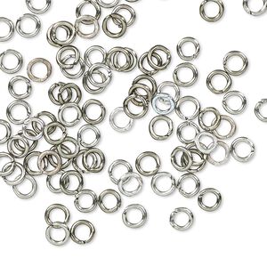 Jump ring, anodized aluminum, metallic grey, 4mm round, 2.4mm inside diameter, 20 gauge. Sold per pkg of 100.