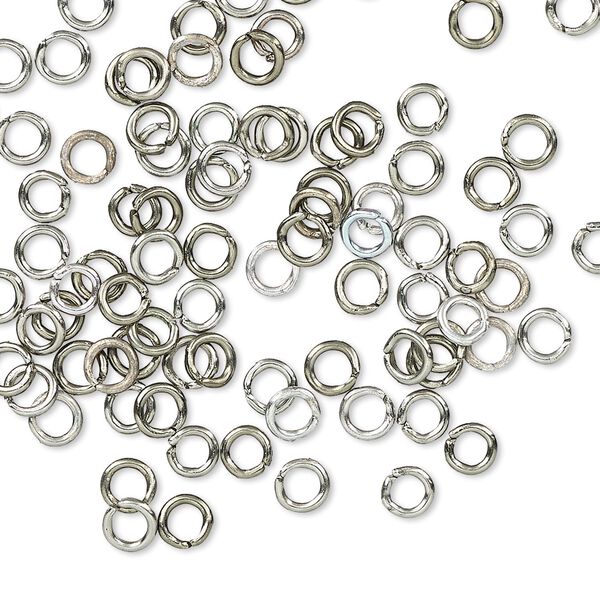 Jump ring, anodized aluminum, metallic grey, 4mm round, 2.4mm inside diameter, 20 gauge. Sold per pkg of 100. image number 0