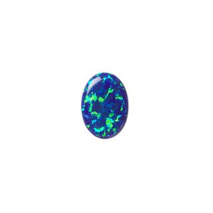 Cabochon, "opal" (silica and epoxy) (man-made), dark blue, 14x10mm calibrated oval. Sold individually.