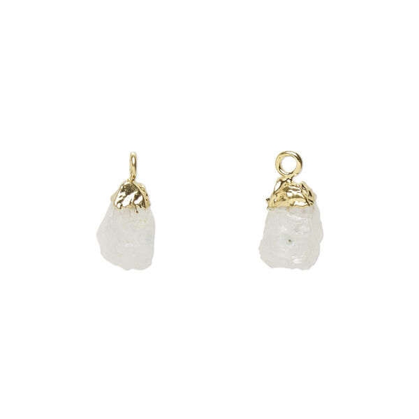 Drop, electro-coated rainbow moonstone (natural) and gold-plated sterling silver, 8x5mm-9x7mm hand-cut nugget, Mohs hardness 6 to 6-1/2. Sold individually. image number 0