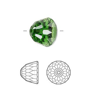 Bead 1pk dark moss green, Crystal Passions® 14x11mm dome small 5542