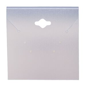 Earring / necklace card, plastic, frosted light blue, 2-1/2 x 2-1/2 inch square. Sold per pkg of 100.