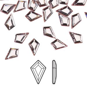 Flat back 216pk light rose foil back, Swarovski® 8.6x5.6mm kite 2771