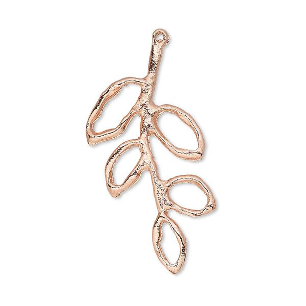 Focal, copper-plated brass, 32x23mm open 5-leaf branch. Sold per pkg of 4. image number 0