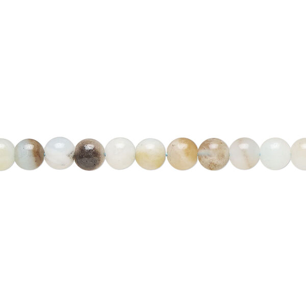 Bead, flower amazonite (natural), 4mm round, B grade, Mohs hardness 6 to 6-1/2. Sold per 15-1/2" to 16" strand. image number 0