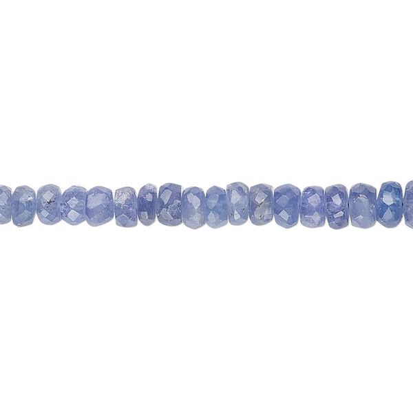Bead, tanzanite (heated), 3x2mm-4x3mm graduated hand-cut faceted rondelle, B grade, Mohs hardness 6 to 7. Sold per 14-inch strand. image number 0