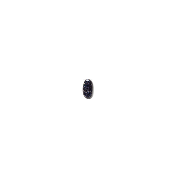 Cabochon, blue goldstone (glass) (man-made), 5x3mm calibrated oval. Sold per pkg of 10. image number 0