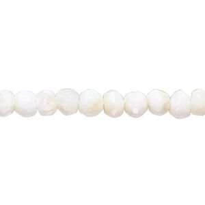 White opal 1pkg1, hand-cut faceted rondelle / round bead natural 14 inch 6x4mm / 6mm