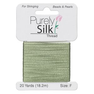 Thread, Purely Silk™, dark green, size F. Sold per 20-yard card.