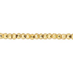 Pyrite 1pkg1, oxidized / electroplated / gold-plated hand-cut faceted rondelle bead 12 inch 3x2mm-4x3mm