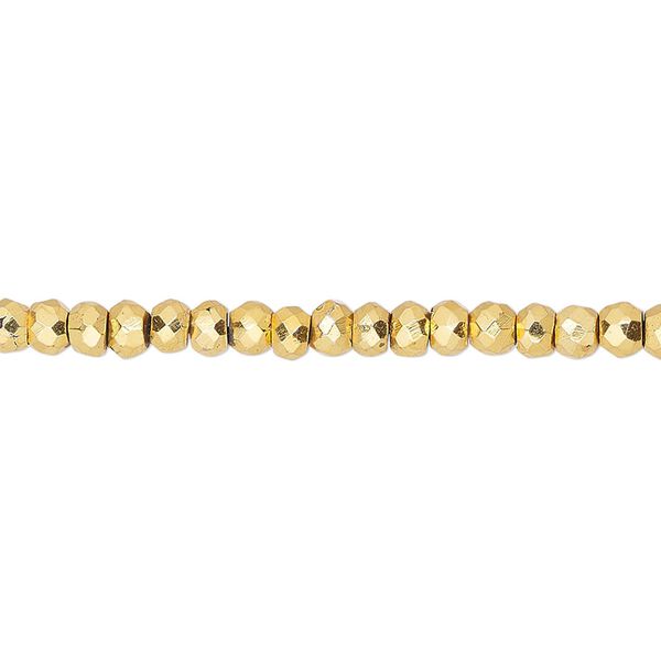 Pyrite 1pkg1, oxidized / electroplated / gold-plated hand-cut faceted rondelle bead 12 inch 3x2mm-4x3mm image number 0