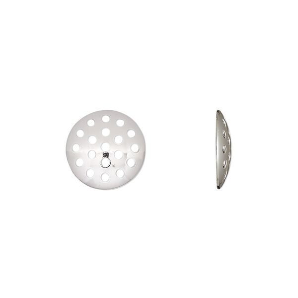 Component, silver-plated brass, 12mm perforated disc. Sold per pkg of 20. image number 0
