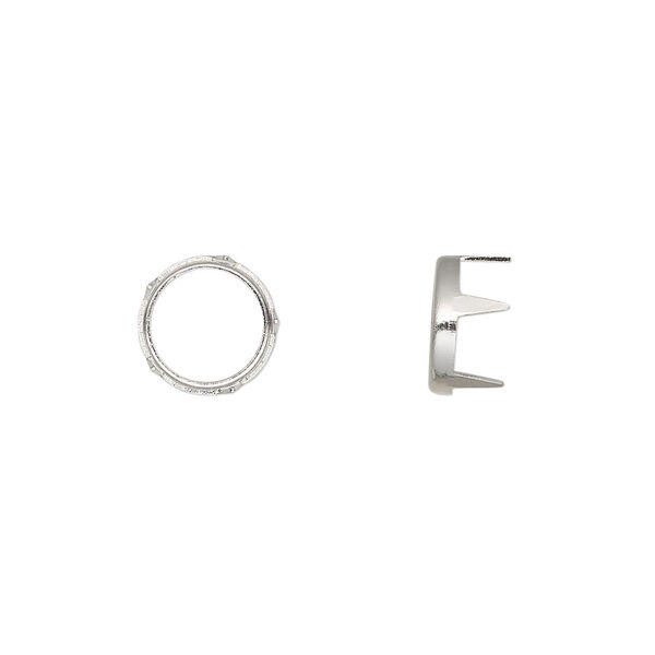 Rhinestone mount, imitation rhodium-plated brass, 9x5mm with SS40 rose or rose 5-prong rim setting. Sold per pkg of 100. image number 0