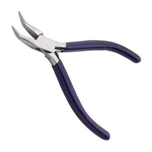 Pliers, economy curved chain-nose, stainless steel and rubber, black or blue, 4-1/2 inches. Sold individually.
